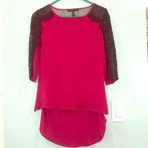 BCBG semi-formal fuchsia open back blouse